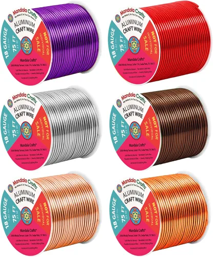 Vista 353 de Mandala Crafts - Alambre de aluminio anodizado de calibre 22 para hacer joyas - 137.2 m de alambre flexible surtido y coloreado - Doble para bonsái