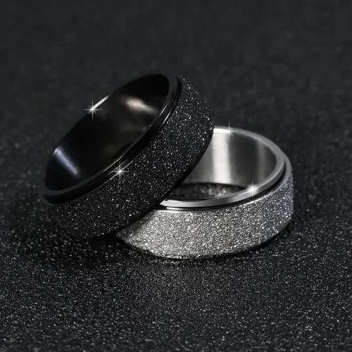 Vista 3 de Anillo antiestrés de titanio, de acero inoxidable para la ansiedad, tamaño 6-12, ancho 6 mm, 5 colores, para mujeres y hombres oro rosa, arco iris