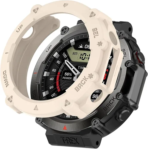 Vista 3 de Funda protectora compatible con Amazfit T-Rex Ultra Watch, TPU suave a prueba de golpes, funda protectora de marco para reloj inteligente, 2 Beige