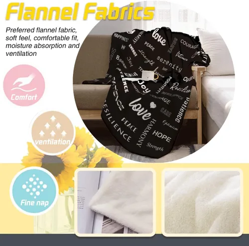 Vista 6 de Manta curativa, manta de regalo para mujeres y hombres, cálido regalo inspirador, manta de forro polar suave con energía positiva, comodidad, amor
