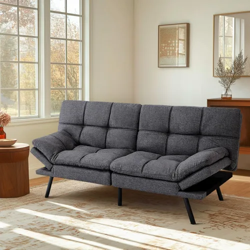 Vista 15 de MUUEGM Sofá cama futón de espuma viscoelástica, moderno sofá de oficina, cama convertible para espacios pequeños, apartamento, oficina, con respaldo
