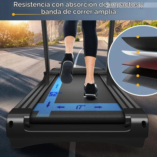Vista 3 de Goplus Cinta de correr plegable de 3.75 HP con inclinación, caminadora eléctrica Superfit con control de aplicación, 12 programas preestablecidos