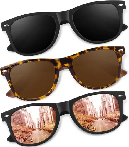 Vista 9 de CGID Gafas de sol polarizadas retro para hombres y mujeres, ligeras, negras, UV400, conducción, pesca, golf A00 Negro Gris