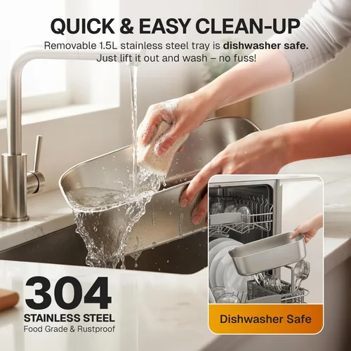 Vista 7 de FORABEST Lonchera térmica – Fiambrera eléctrica de 80 W – Calentador de alimentos portátil – Contenedor de acero inoxidable de 1.5 L, utensilios