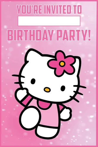Vista 2 de Juego de 20 lindas tarjetas de invitación de cumpleaños con diseño de gatitos rosas y sobres – Ligeras (240g), invitaciones estilo postal