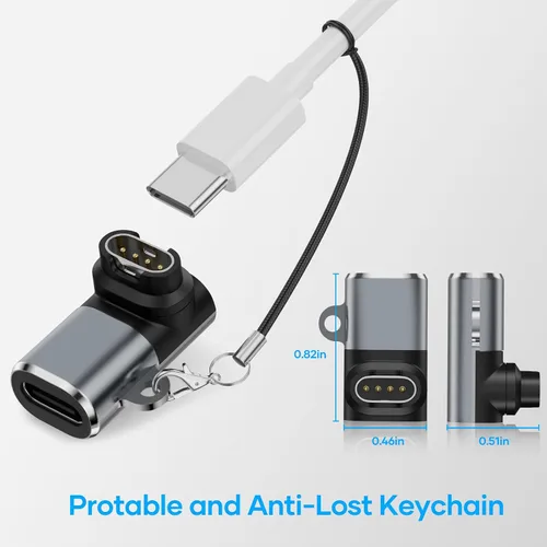 Vista 4 de Adaptador de cable de carga USB C a Garmin Watch, paquete de 4, cable de carga Garmin tipo C para Fenix 9 8 7 6 Pro Solar, Vivoactive 6 5 4S, Venu 3