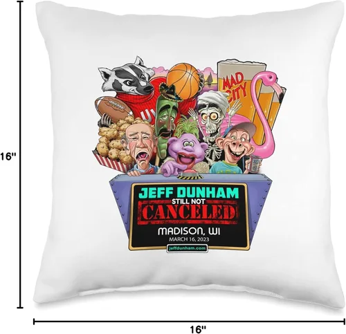 Vista 4 de JEFF DUNHAM Madison, WI (2023) - Almohada de 16 x 16 pulgadas, multicolor