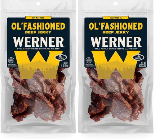 Vista 8 de Werner - Bocadillo de carne natural con ajo y carne seca – Bocadillo alto en proteínas, sin gluten, sin ingredientes artificiales, sin MSG añadido