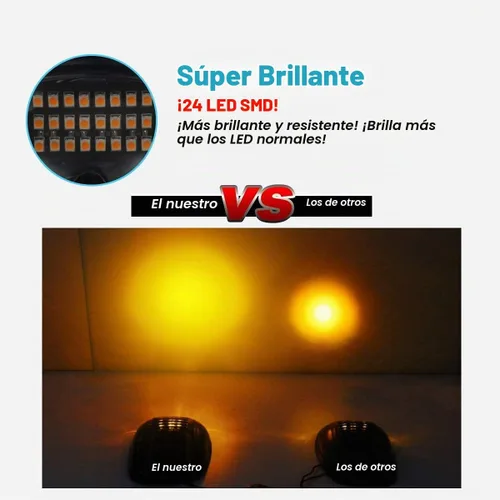 Vista 6 de Partsam 5X Luces Marcadoras Superiores Ámbar de 24 LED Ahumadas para Techo de Cabina 264146BK Conjunto con Arnés de Cables de Repuesto