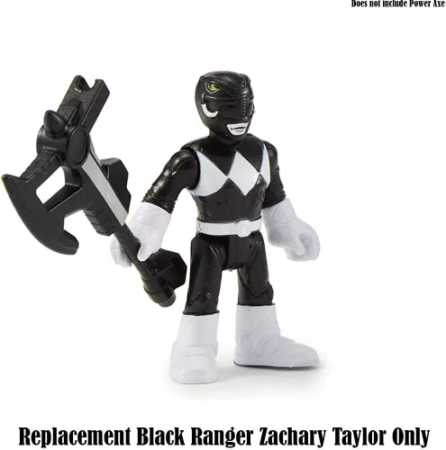 Vista 4 de Imaginext Figura de repuesto Power Rangers Playset CHH57 - Ranger negro y Ranger azul ~ Reemplazo Black Ranger Zachary Taylor, negro, blanco