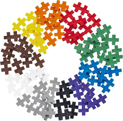 Vista 4 de PLUS PLUS Tubo de juego abierto - Mezcla de colores básicos de 70 piezas - Construcción STEM Juguete STEAM, mini bloques de rompecabezas