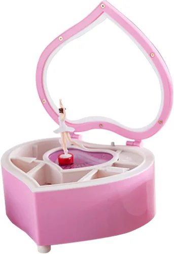 Vista 6 de Naysku Caja de joyería musical Caja de joyería musical de corazón, caja de joyería para niñas, caja de música para niños, caja de joyería musical