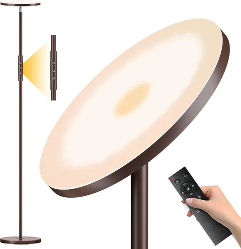 Vista 9 de Yikuneng Lámpara de pie súper brillante para sala de estar, lámpara de pie LED regulable continua con control remoto y táctil, lámpara torchiere