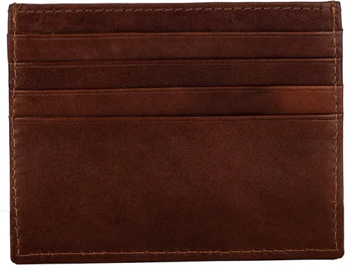 Vista 4 de FINELAER Carteras delgadas de cuero con bolsillo frontal para hombre Coñac Minimalista