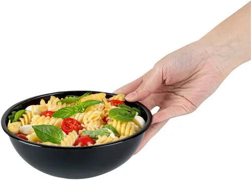 Vista 13 de Restaurantware Ensaladeras de plástico de 21 onzas, 200 cuencos de plástico desechables reciclables, grandes tazones de plástico negro para llevar