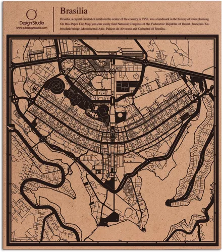 Vista 83 de O3 Design Studio Abu Dhabi - Mapa de corte de papel negro (12 x 12 pulgadas)
