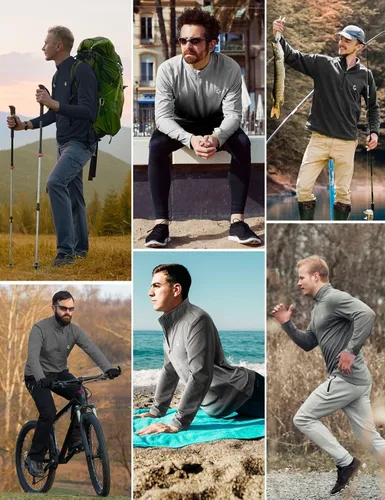 Vista 6 de JumGear-Life 3Pack Quarter Zip Pullover Men Long Sleeve Sweatshirts Running Athletic Golf Gym Shirt Quick Dry