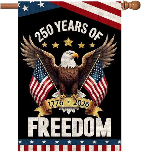Vista 12 de Banderas de jardín con el 250 aniversario de Estados Unidos para exteriores, bandera de Estados Unidos con diseño de águila, decoración patriótica