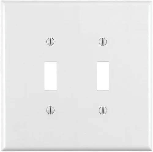 Vista 2 de Leviton 88109 - Placa de pared con interruptor de palanca de 2 segmentos, de gran tamaño, termoestable, montaje para dispositivo, color blanco