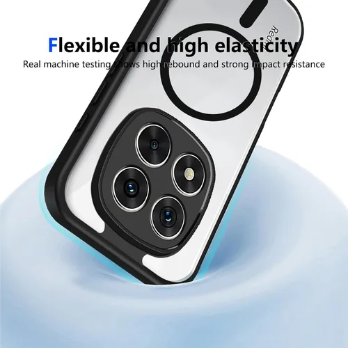 Vista 62 de Funda magnética transparente compatible con Xiaomi 17T, color negro 2 en 1 PC + TPU cubierta de teléfono a prueba de golpes, carcasa protectora