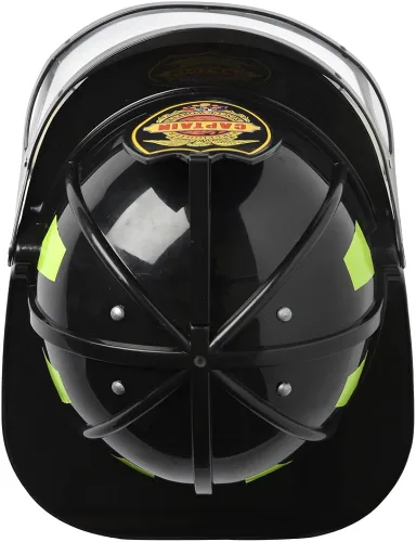 Vista 6 de Aeromax Casco de bombero con visera móvil, negro, tamaño ajustable, Negro