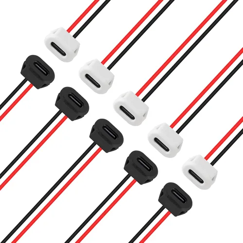 Vista 7 de 8 piezas de placa desnuda tipo C Chasis hembra impermeable 2P cable de soldadura tipo USB C Cable de extensión Cable de alimentación USB-C enchufe a