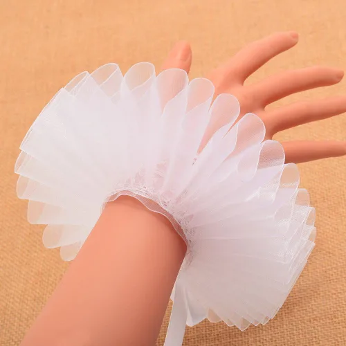 Vista 15 de GRACEART Elizabethan Dickens Ruff Cuello Payaso Collar Elizabeth Muñeca Ruffs Ruffle Cuff Bandas