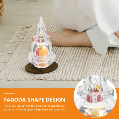 Vista 2 de Estupa Torre Budista Estupa Estupa Pagoda Budista Cristal Pagoda Estilo Chino Estatua Feng Shui Budismo Dagoba Mascota Suministros de budismo