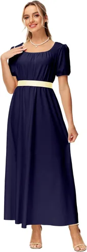 Vista 4 de AOBUTE Womens Regency Dress Halloween Costume Maxi Dresses with Satin Sash
