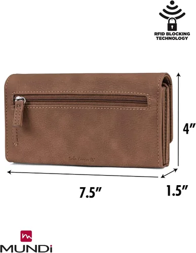 Vista 3 de Mundi - Cartera File Master con bloqueo RFID para mujer con bolsillo para cambio