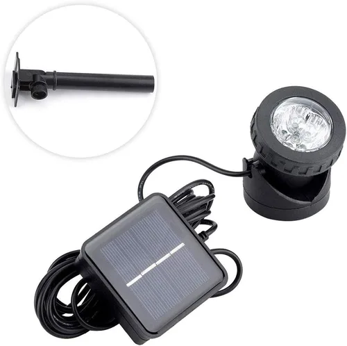 Vista 3 de BAFOVY - Foco solar subacuático, 6 luces LED con sensor oscuro automático para decoración de fuente de estanque de jardín y piscina
