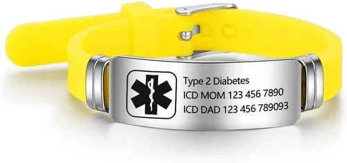Vista 85 de OPALSTOCK Pulseras médicas personalizadas de silicona ajustable para identificación de emergencias, grabado gratuito, 9 pulgadas, resistente al