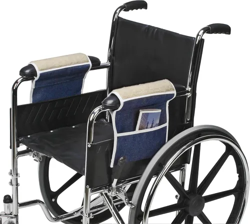 Vista 2 de DMI Almohadillas para brazos para silla de ruedas, bolsa para reposabrazos de silla de ruedas, denim, par de 2