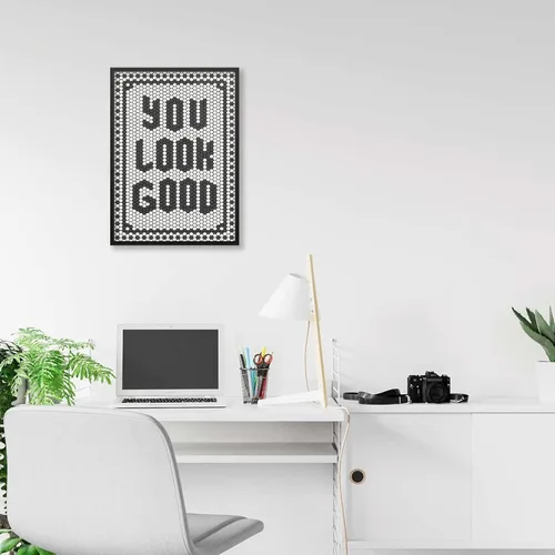 Vista 4 de Arte de pared con citas en blanco y negro minimalista moderno póster "You Look Good" de 08x10 pulgadas con marco negro impresiones en lienzo