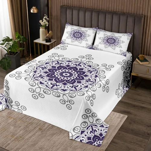 Vista 10 de Erosebridal Juego de colcha de mandala rosa tamaño individual para niñas y mujeres, juego de ropa de cama floral hippie juego de colcha estética