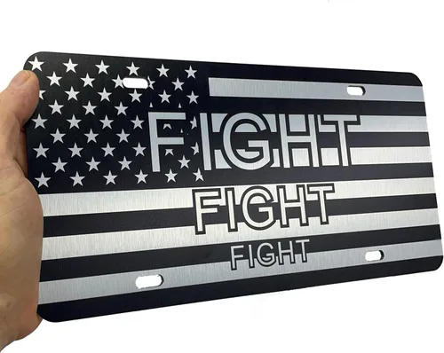 Vista 13 de JASS GRAPHIX Placa de matrícula personalizada con la bandera estadounidense de línea amarilla, homenaje personalizado a despachadores y operadores