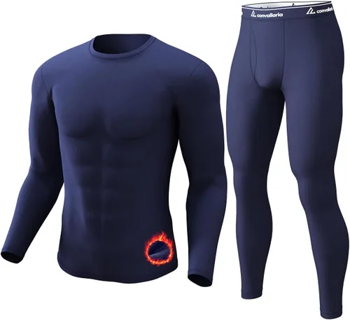 Vista 23 de Thermal Underwear Long Johns for Men Base Layer Cold Weather Set A-Negro