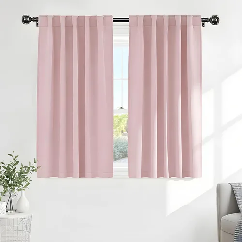 Vista 123 de PONY DANCE Cortinas cortas con aislamiento térmico para ventana pequeña, para guardería, baño, cocina, lavandería, caravana, sótano, 29 pulgadas