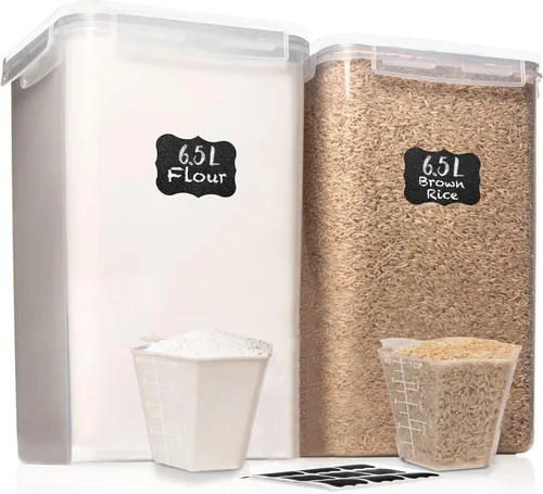 Vista 10 de SUMINISTROS WHITE FEATHER 2 PC [2,09 L / 70,6 Oz] Recipientes Grandes de Almacenamiento de Alimentos con Tapas Herméticas - BPA Libre, Plástico