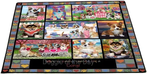 Vista 21 de Doggie of the Day Corgi Dogs Floor Mat - 4th of July Independence Day - Best Dog Doormat - Protector Decor - Unique Portrait Art - Premium Quality
