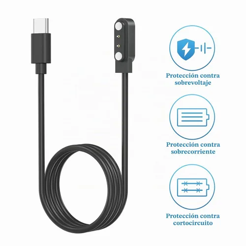 Vista 5 de Vanjua [Paquete de 2] Cable de carga para reloj inteligente, cable de carga magnético de repuesto de 2 pines de 0.157 in para todos los relojes