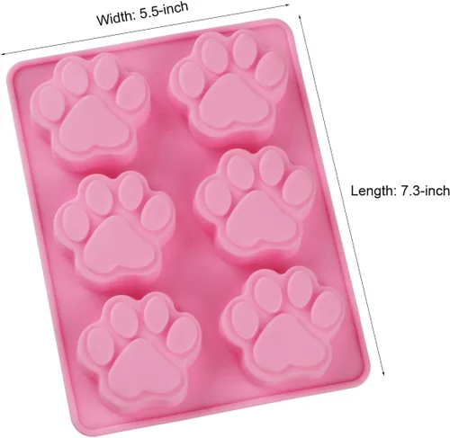 Vista 2 de Molde de silicona en forma de pata de perro para cachorros, gatos, 2 unidades, 6 cavidades, molde de silicona para chocolate, bandeja para cubitos