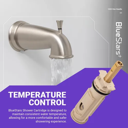 Vista 4 de BlueStarts 1222 - Cartucho de grifo de una manija de alta calidad, compatible con grifos PosiTemp de una manija Moen y ducha de bañera Moen