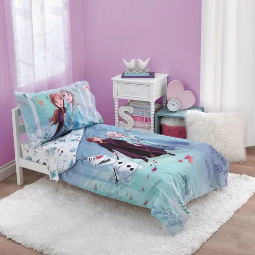 Vista 22 de Disney Ariel Sea Garden - Juego de cama para niños pequeños de 4 piezas - Edredón, sábana bajera, sábana encimera, funda de almohada reversible