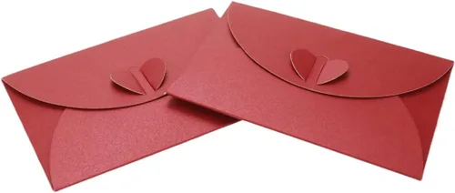 Vista 2 de Paquete de 24 sobres rojos con cierre de corazón para guardar objetos pequeños, sobre de papel, sobres para tarjetas de regalo de invitación