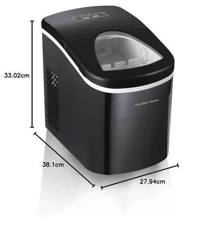 Vista 5 de HAMILTON BEACH Máquina compacta para hacer hielo de encimera (negro inoxidable): nunca te quedes sin hielo de nuevo para agua, café y más Obtén 26
