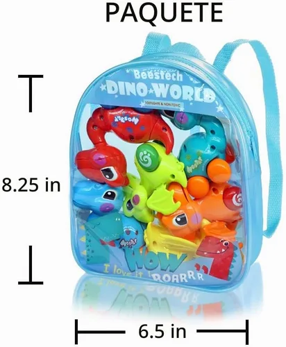 Vista 6 de Beestech Juguetes de dinosaurio de cuerda para niñas de 3, 4, 5, 6 años