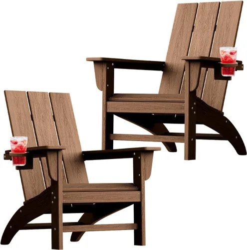 Vista 27 de Silla Adirondack moderna, sillas de patio de plástico HDPE para todo tipo de clima, silla para hoguera, sillas de césped al aire libre para terraza