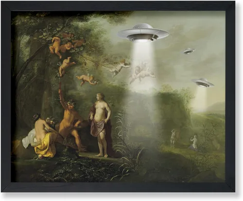 Vista 15 de Monem Art Póster de Alienígena - Impresión Retro de Chica Pin-Up - Arte de Nave Espacial - Arte de Collage - Arte OVNI - Arte Psicodélico - Arte