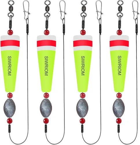 Vista 9 de Flotadores de corchos para pesca en agua salada, 4 piezas de bobbers pesados, pesca en tierra, flotador de corcho, sonajero para peces rojos